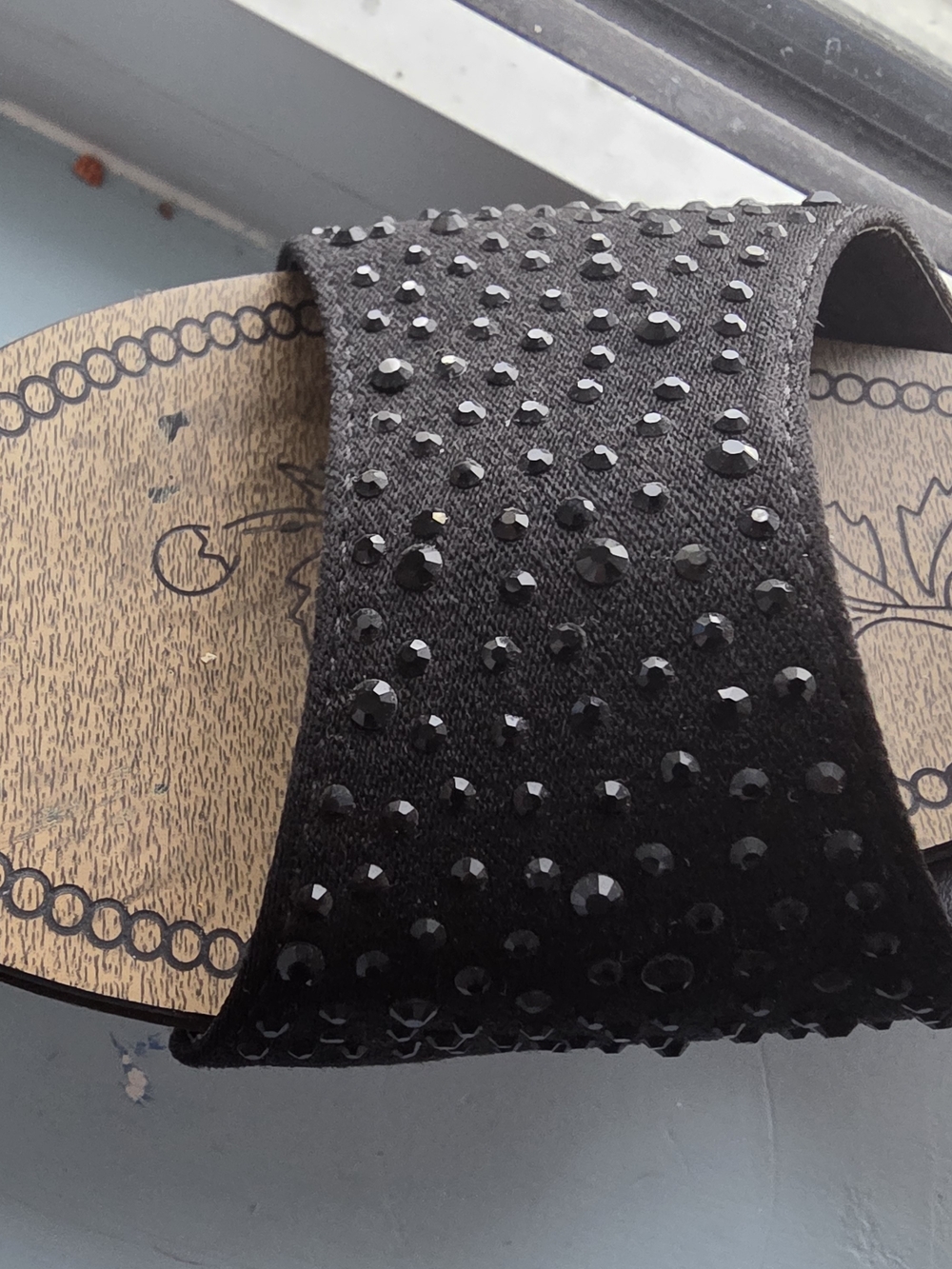 Women’s Black Studded Wedge Sandals - Picture 4 of 9